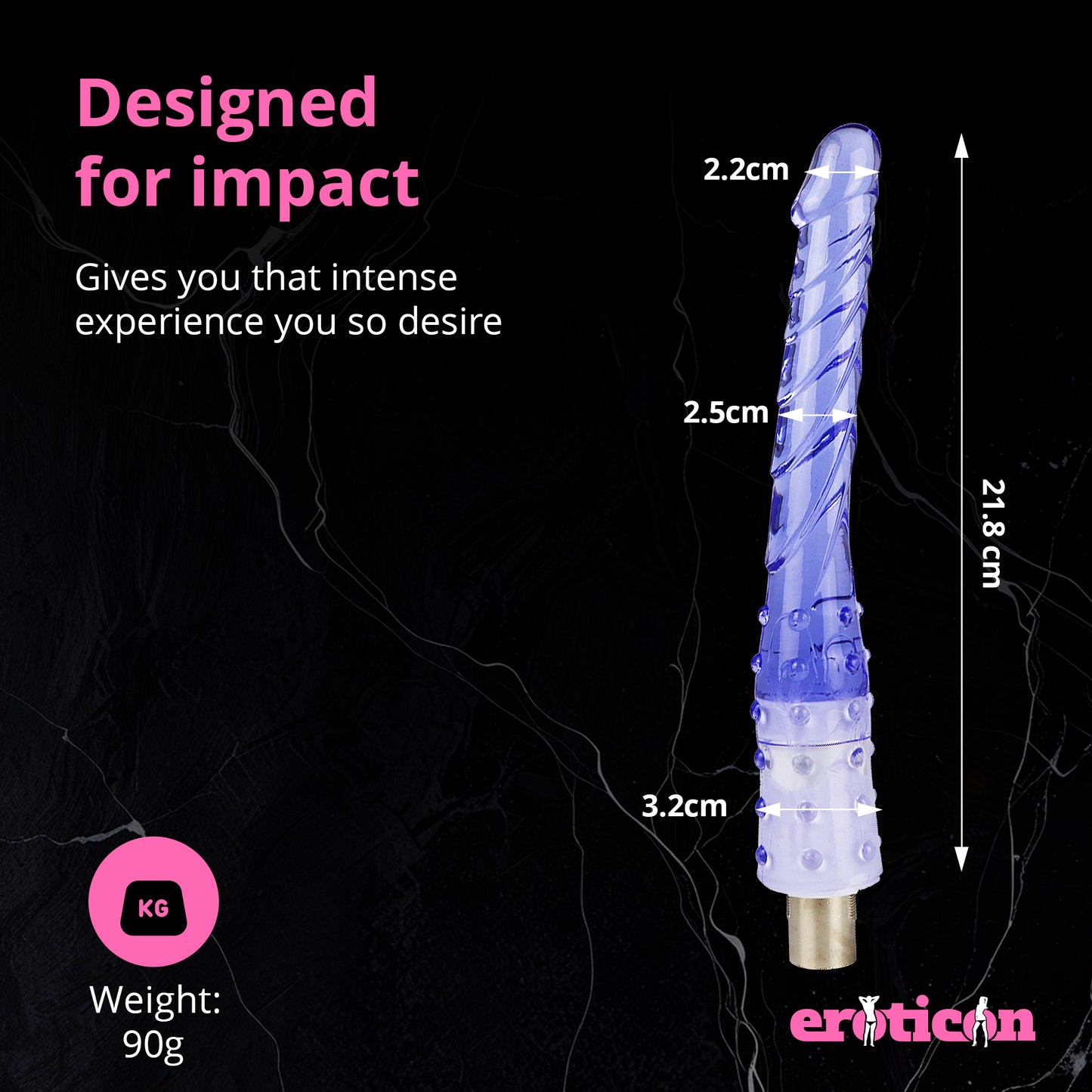 Dildo Attachment 21.8cm Blue for the Eroticon Sex Machine
